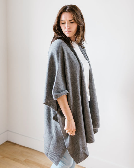 Margaret O'Leary Clothing Cashmere Cape in Pewter