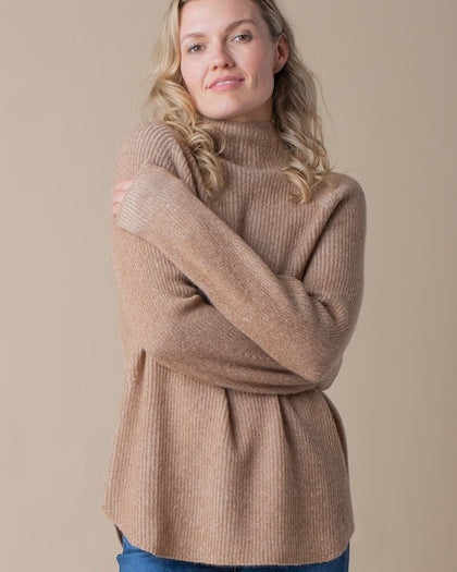 Margaret O'Leary Clothing Funnel Tunic in Vicuna/Champagne