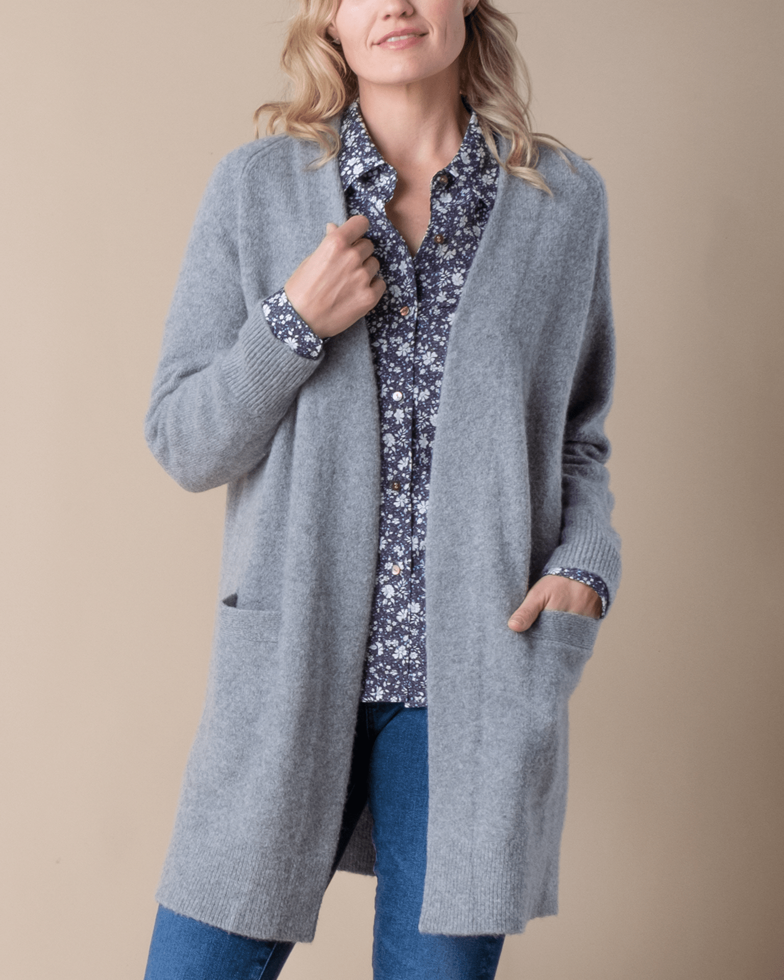 Flannel under cardigan sales