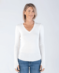 Margaret O'Leary Clothing Shirttail Waffle Crew in Milk
