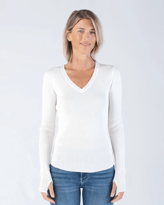Margaret O'Leary Clothing Shirttail Waffle Crew in Milk