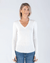 Margaret O'Leary Clothing Shirttail Waffle Crew in Milk