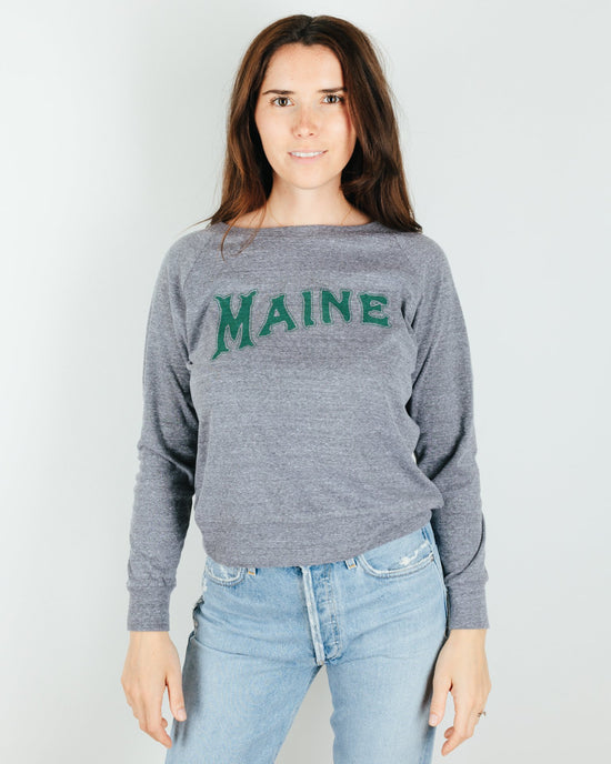 Milo in Maine Camp Maine Raglan Pullover in Athletic Gray 