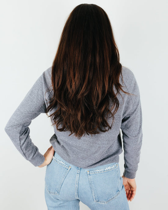 Milo in Maine Camp Maine Raglan Pullover in Athletic Gray 