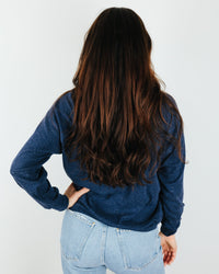 Milo in Maine Script Maine Raglan Pullover in Navy 