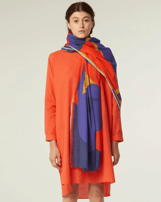 Mois Mont Accessories Pansy Blue Bold Geo Scarf in Pansy Blue