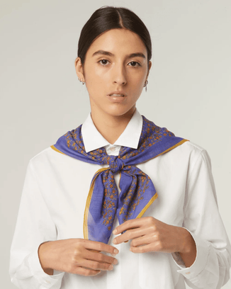 Mois Mont Accessories Pansy Blue Ditsy Floral Bandana in Pansy Blue