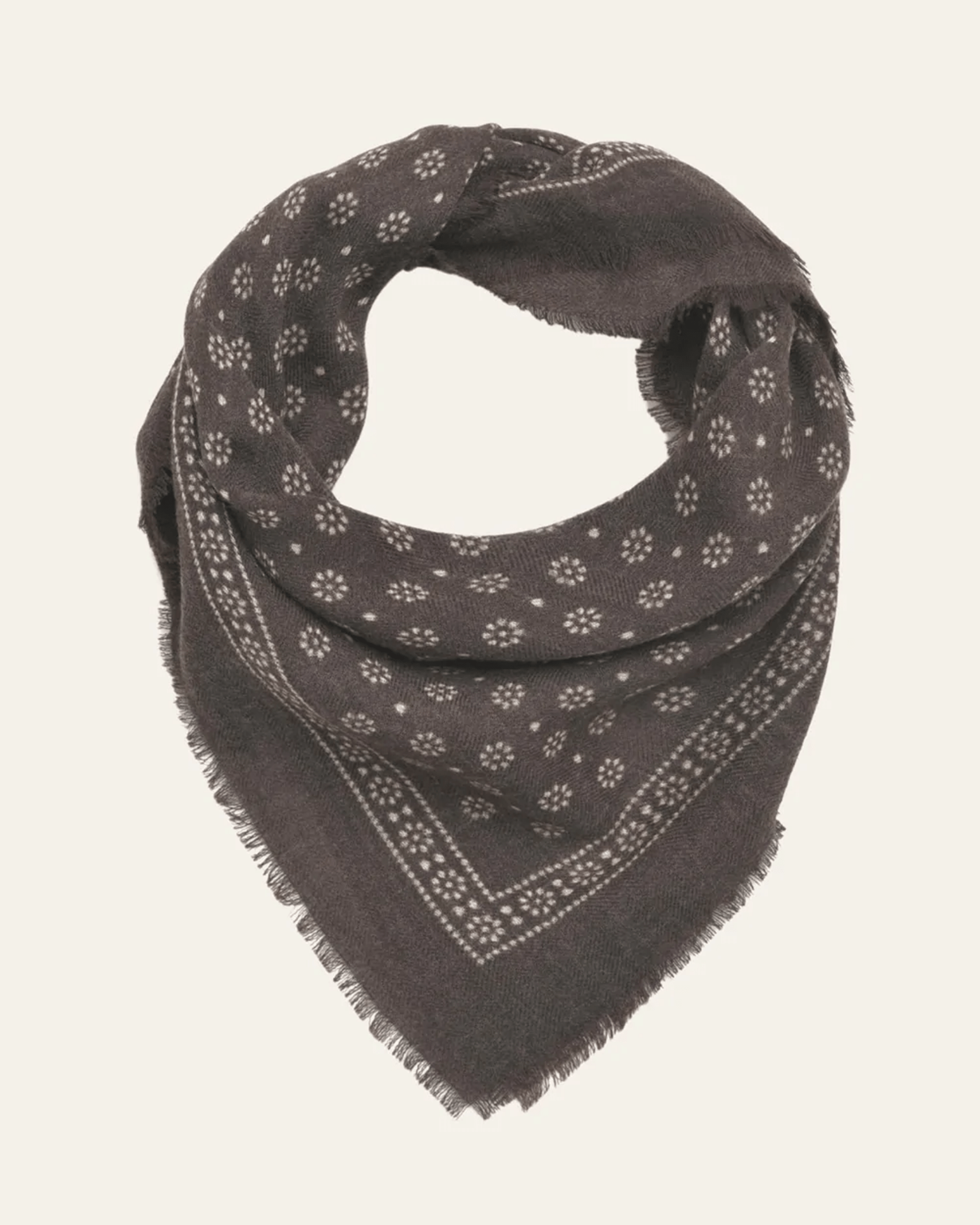 Mois Mont No 608 Wool Bandana in Coffee - Bliss Boutiques
