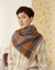 Mois Mont Accessories Parisian Blue No 621 Large Plaid Wool Sqr Scarf in Parisian Blue