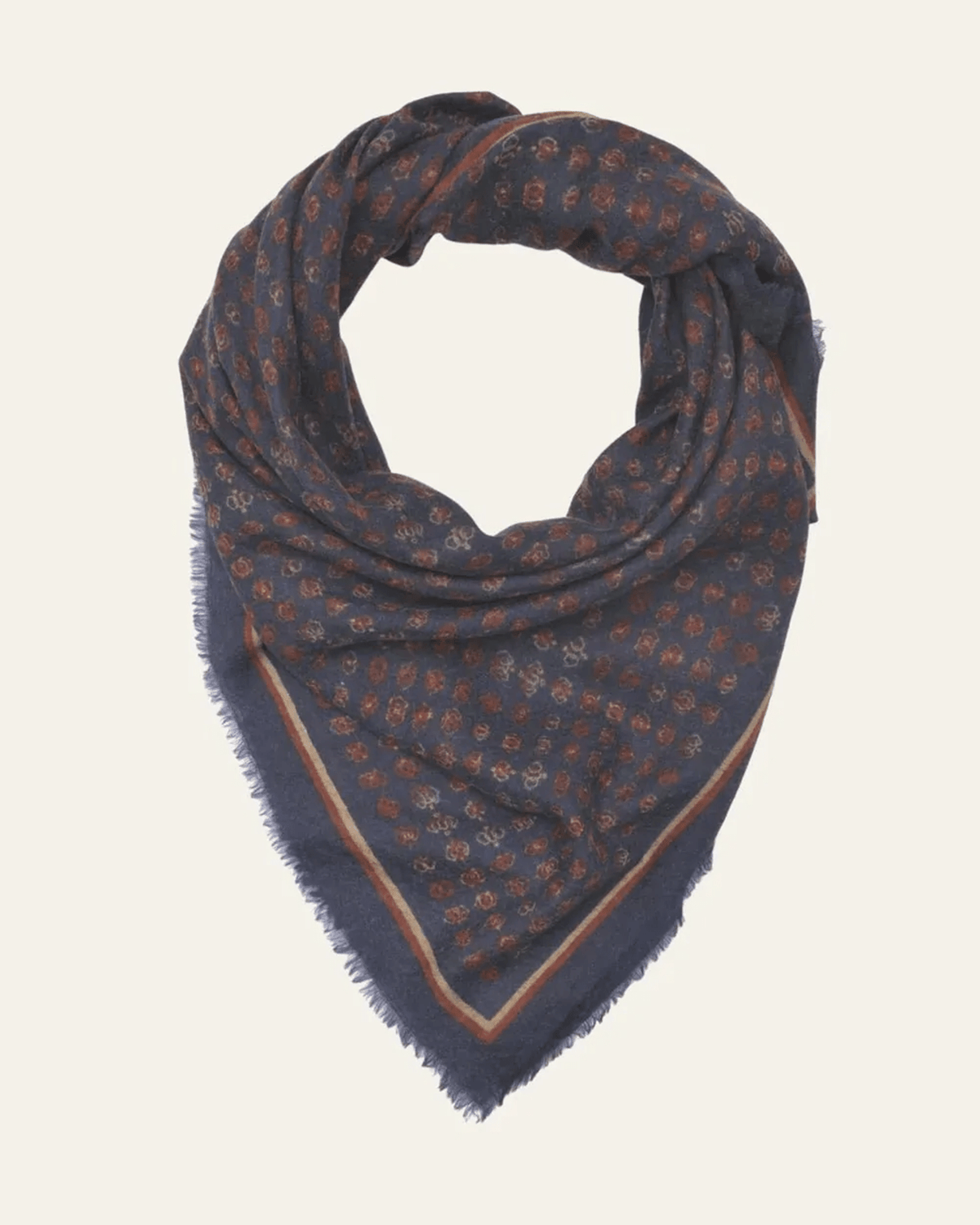 Mois Mont Accessories Navy Blue No 625 Icon Wool/Silk Sqr Scarf in Navy Blue
