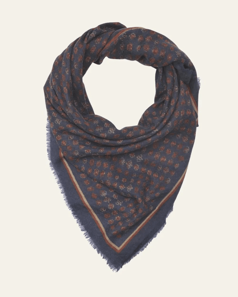 Mois Mont Accessories Navy Blue No 625 Icon Wool/Silk Sqr Scarf in Navy Blue