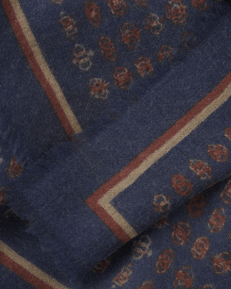 Mois Mont Accessories Navy Blue No 625 Icon Wool/Silk Sqr Scarf in Navy Blue