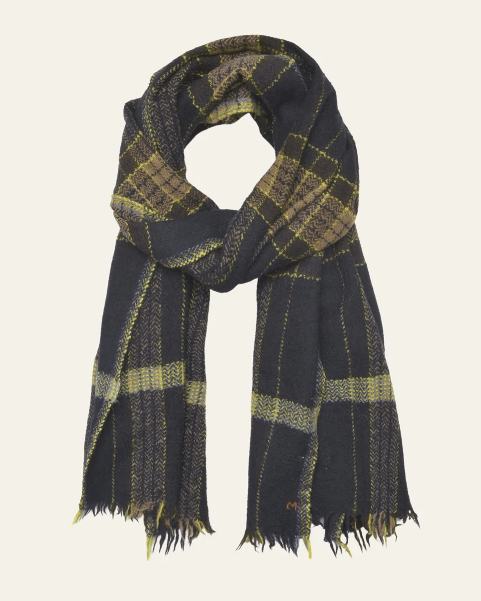 Navy and shop gold plaid scarf