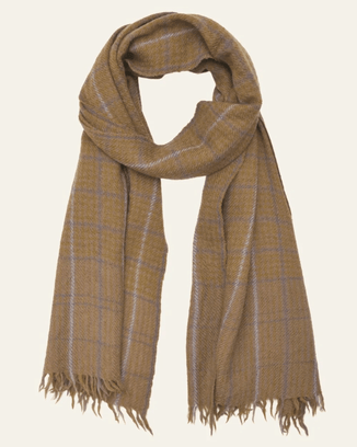 Mois Mont Accessories Wood No 647 Wool Plaid Scarf in Wood