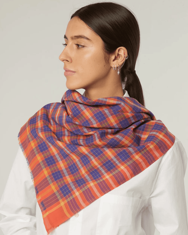 Mois Mont Accessories Poppy Red Plaid Bandana in Poppy Red
