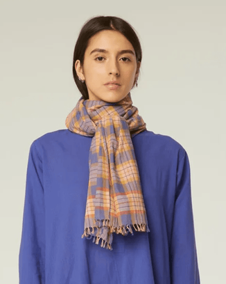 Mois Mont Accessories Pansy Blue Varied Plaid Scarf in Pansy Blue