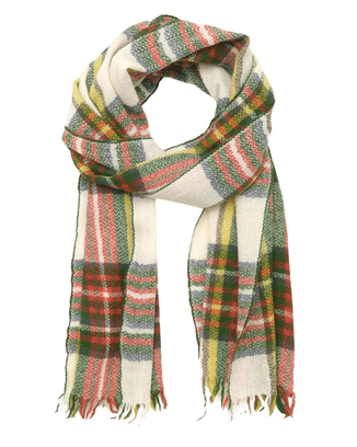 Mois Mont Accessories Pimento Wool Bold Plaid Scarf in Pimento