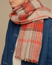 Mois Mont Accessories Pimento Wool Varried Plaid Scarf in Pimento