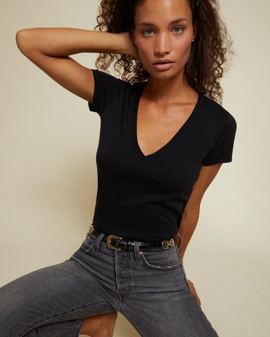 Nation LTD Blair Ultra Deep V in Black 