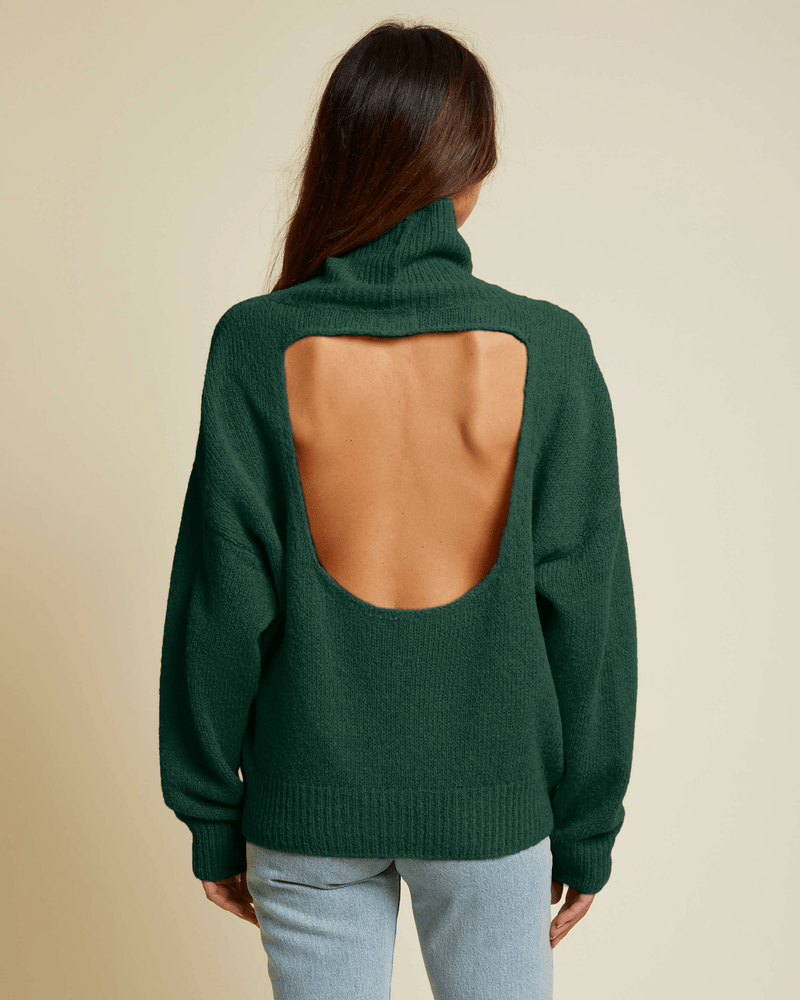 Nation LTD Charlie Open Back Turtleneck in Forest Bliss Boutiques
