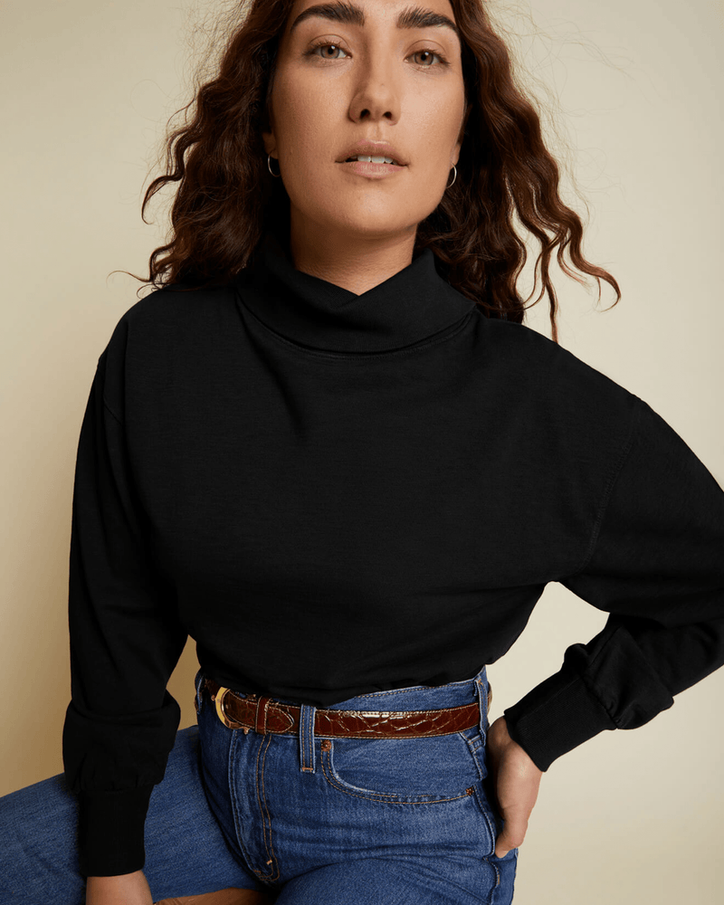 Nation LTD Clothing Diana Turtleneck Tee in Jet Black