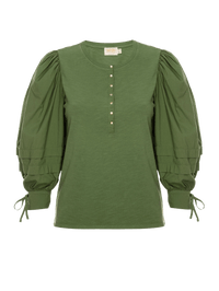 Nation LTD Clothing Dixie Poplin Sleeve Henley in Sea Green