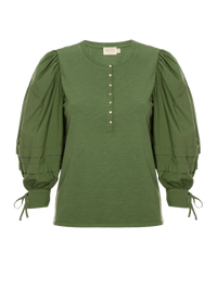 Nation LTD Clothing Dixie Poplin Sleeve Henley in Sea Green
