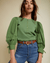 Nation LTD Clothing Dixie Poplin Sleeve Henley in Sea Green