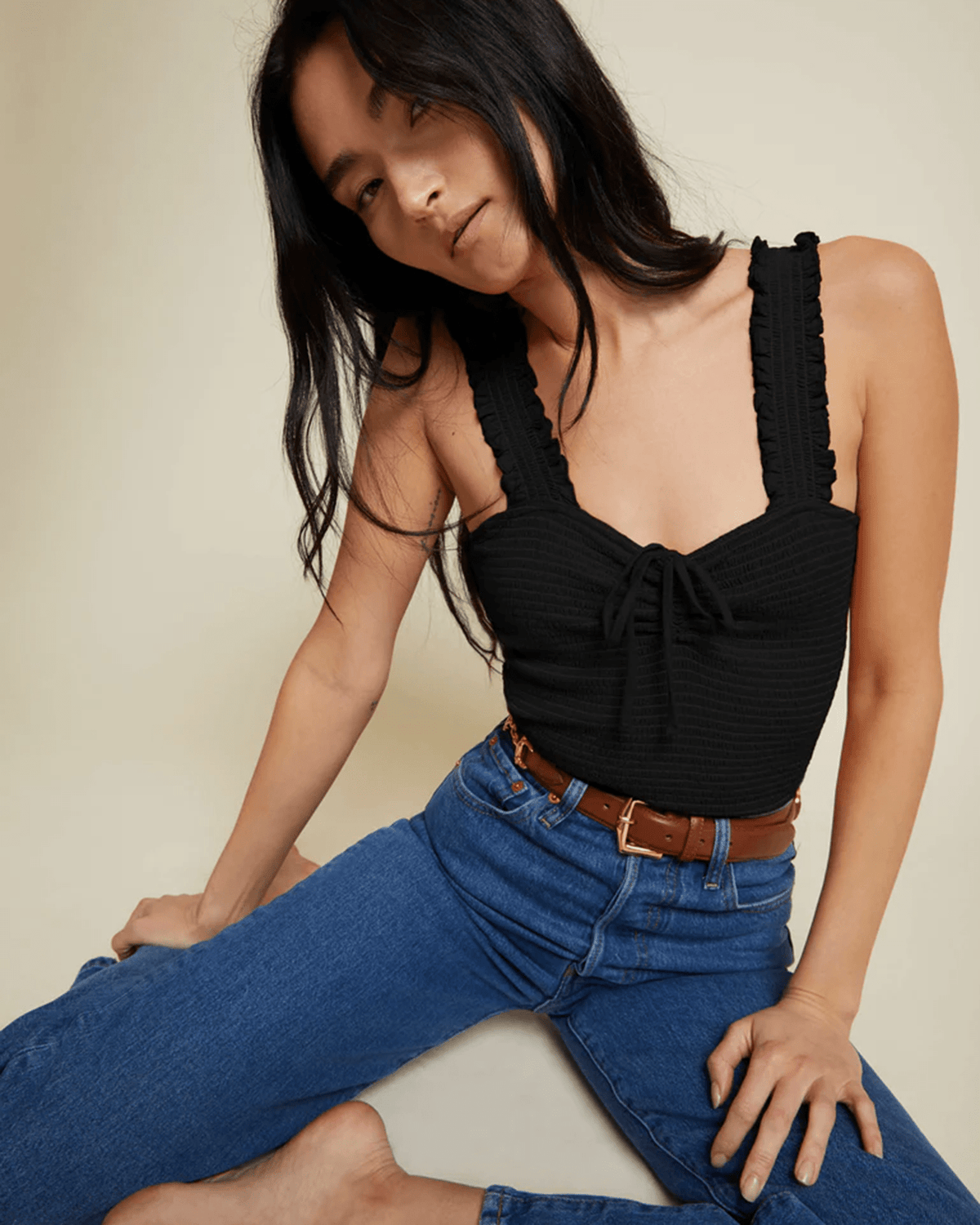Nation LTD Clothing Eloise Smocked Chemise in Jet Black