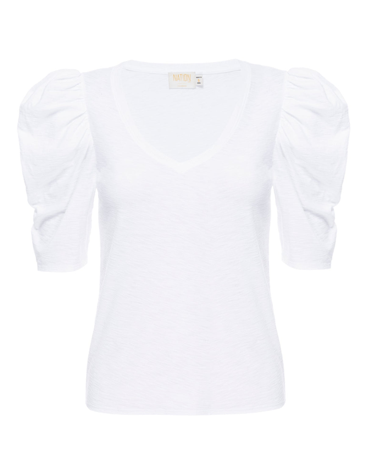 Nation Ltd Clothing Jillian Bold Shoulder V Neck in White
