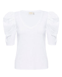 Nation Ltd Clothing Jillian Bold Shoulder V Neck in White