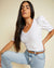 Nation Ltd Clothing Jillian Bold Shoulder V Neck in White