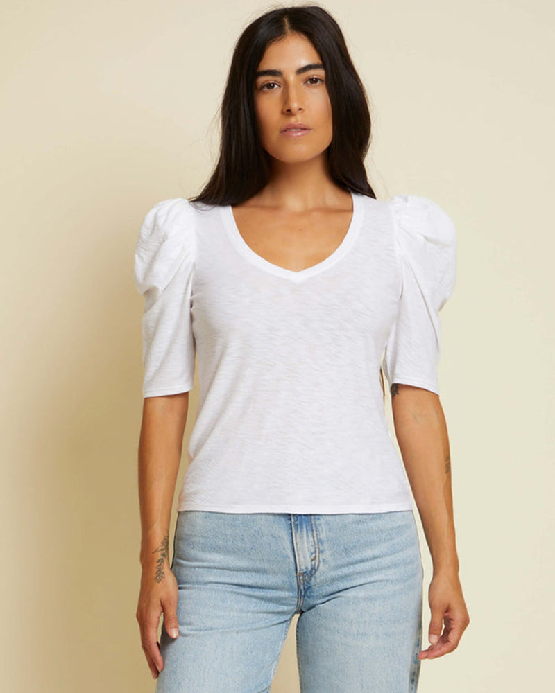 Nation Ltd Clothing Jillian Bold Shoulder V Neck in White