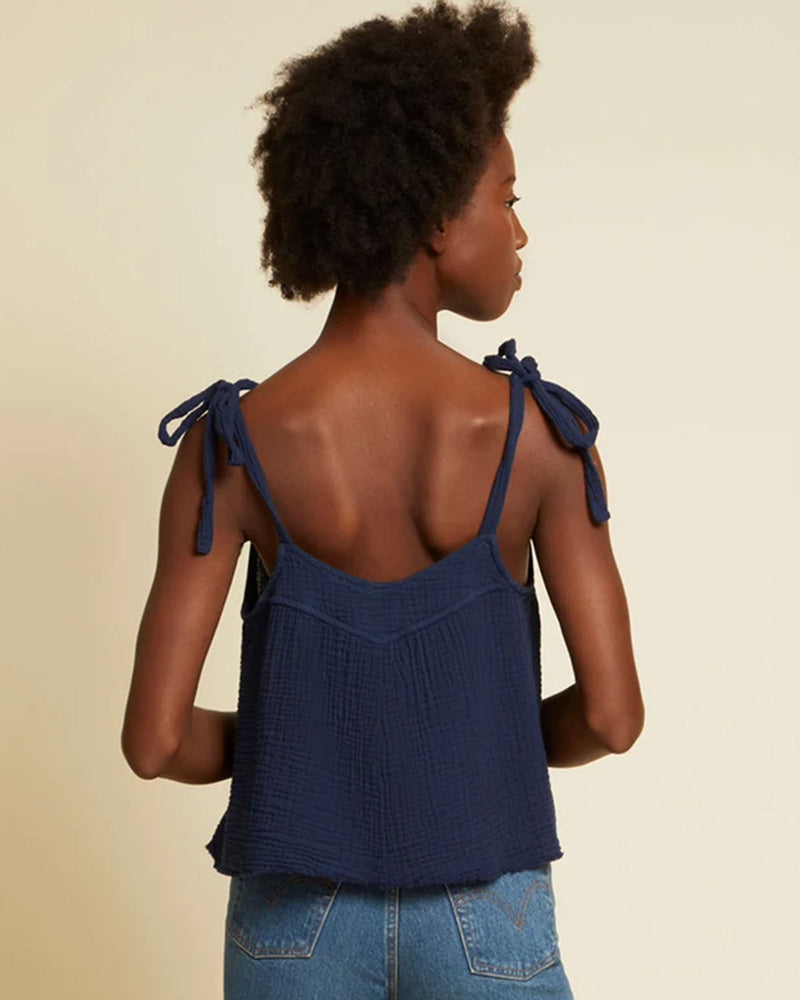 Nation LTD Clothing Lottie Tied Swing Top in French Navy