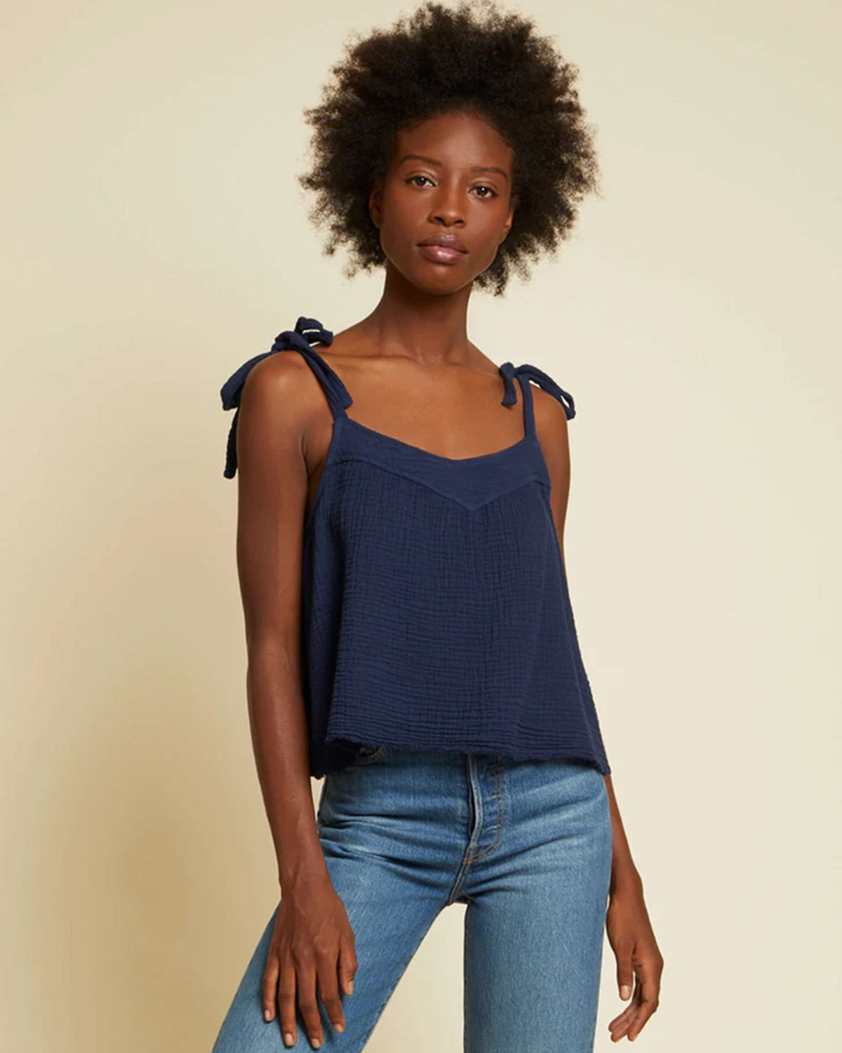 Nation LTD Clothing Lottie Tied Swing Top in French Navy
