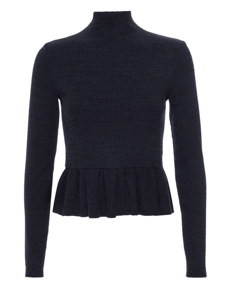 Nation LTD Clothing Raya Peplum Turtleneck in Jet Black