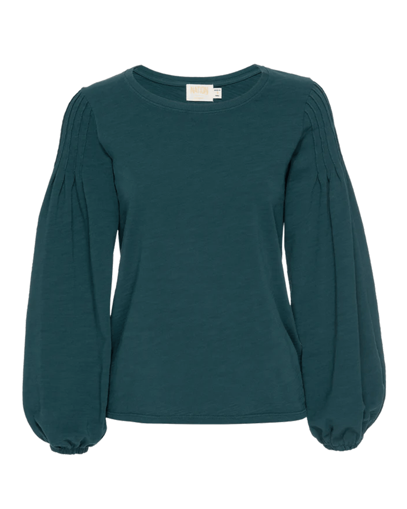 Nation LTD Clothing Sabine Crew w/ Shoulder Detail in Deep Teal
