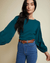 Nation LTD Clothing Sabine Crew w/ Shoulder Detail in Deep Teal