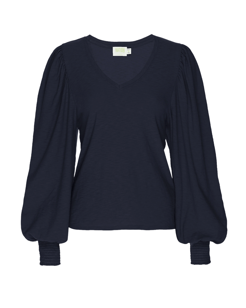 Nation LTD Clothing Tabitha Full Sleeve V Neck in Night Horizon