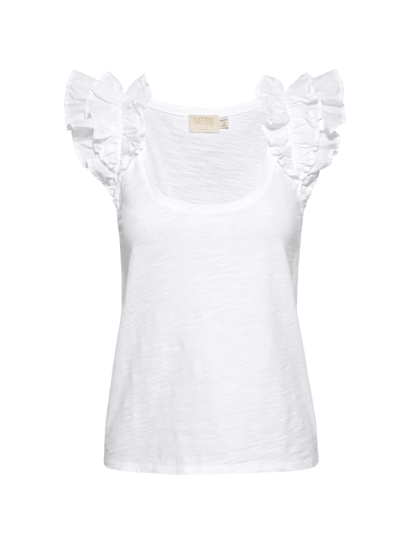 Nation LTD Clothing Valentina Ruffled Tank in Optic White