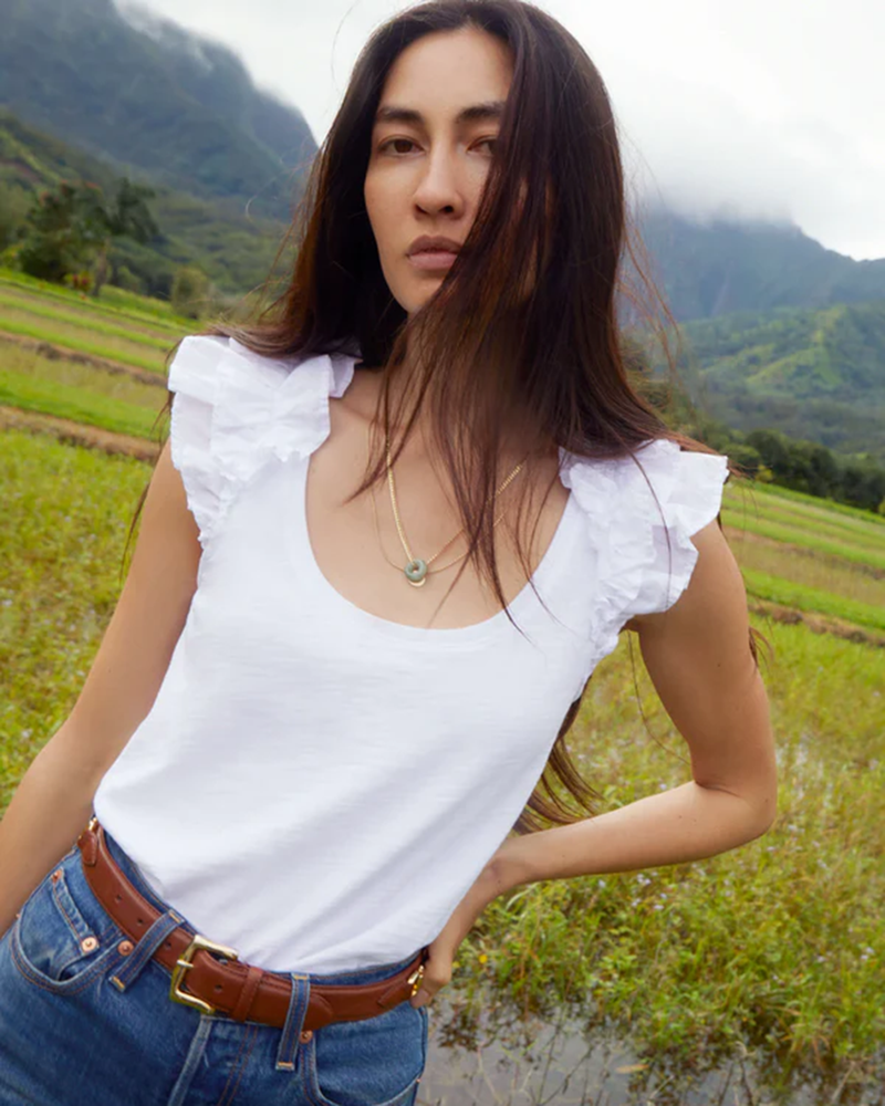 Nation LTD Clothing Valentina Ruffled Tank in Optic White