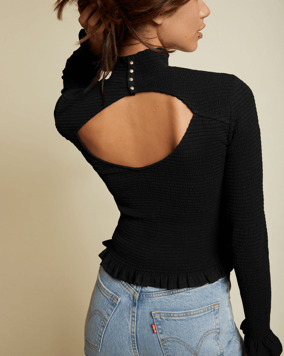 Nation LTD Clothing Yael Open Back Turtleneck in Black