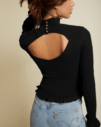 Nation LTD Clothing Yael Open Back Turtleneck in Black