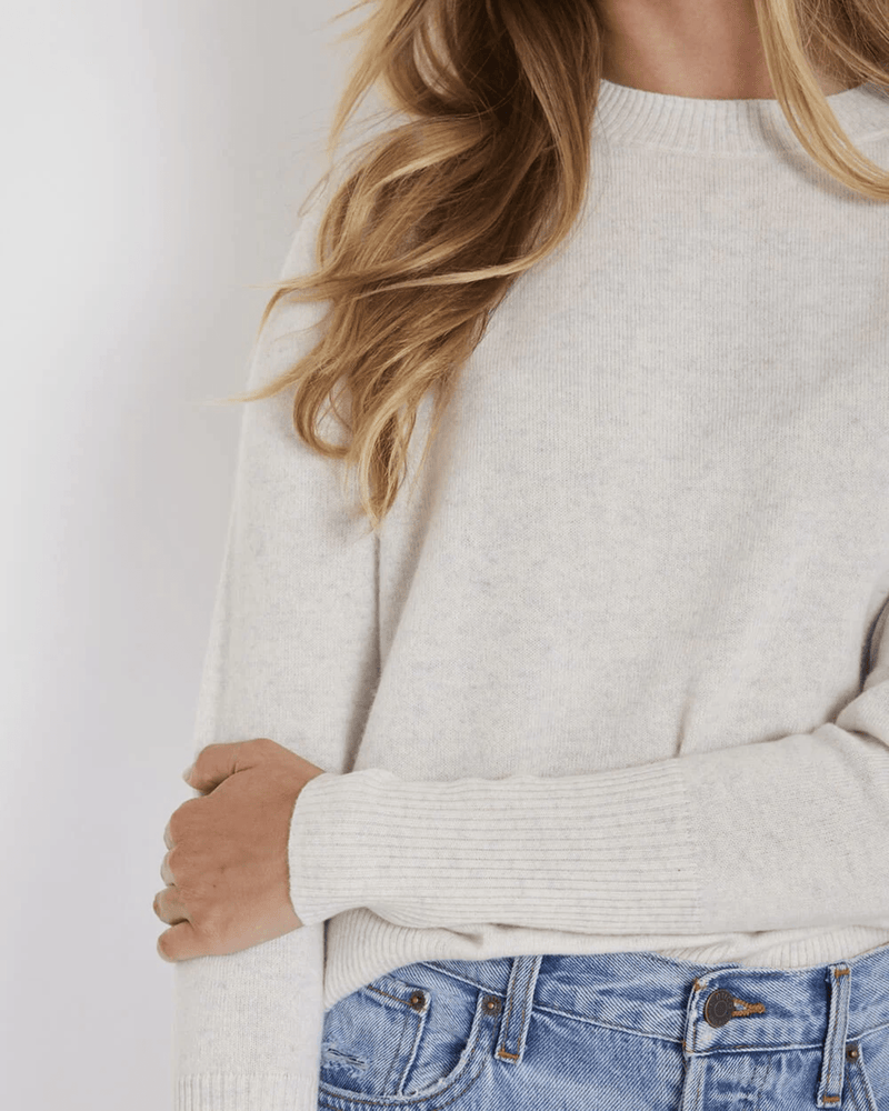 Not Monday Clothing Asher Cashmere Crewneck in Light Grey