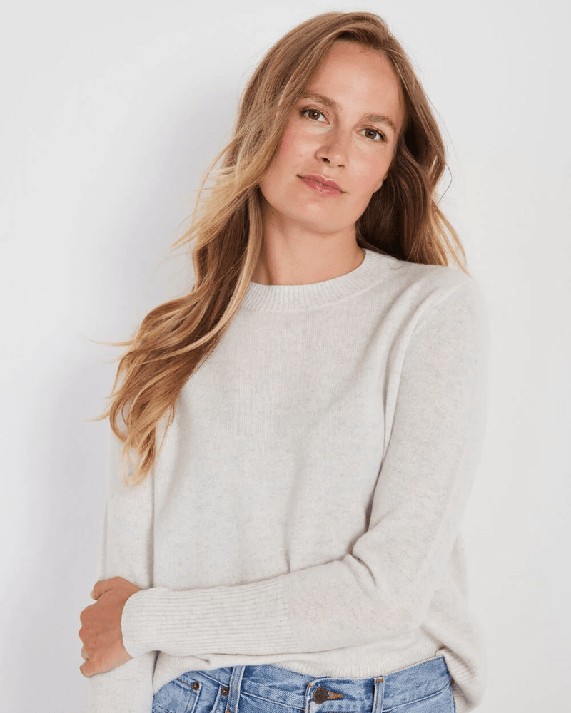 Not Monday Clothing Asher Cashmere Crewneck in Light Grey