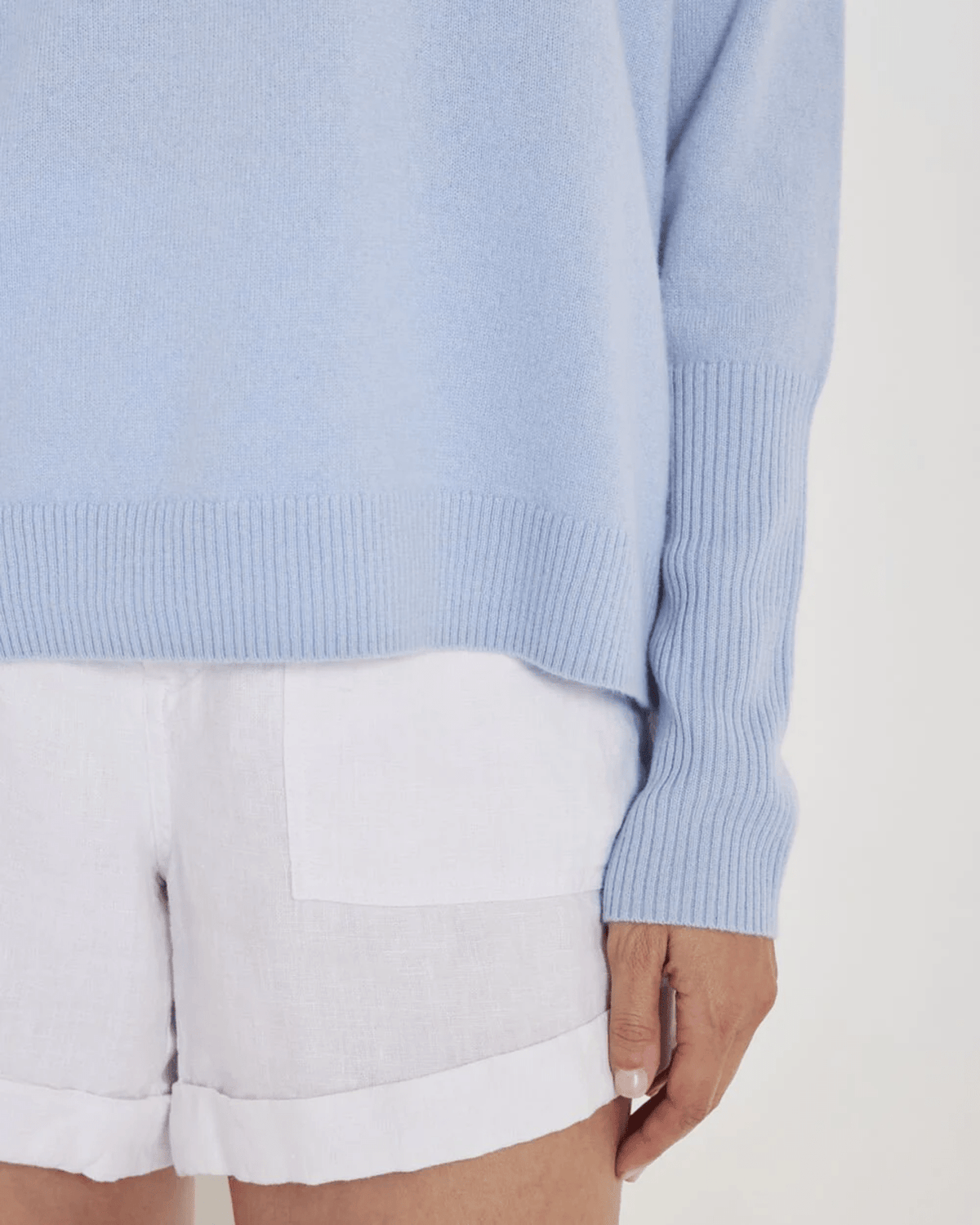 Not Monday Clothing Ava Cashmere V Neck in Harbor Blue