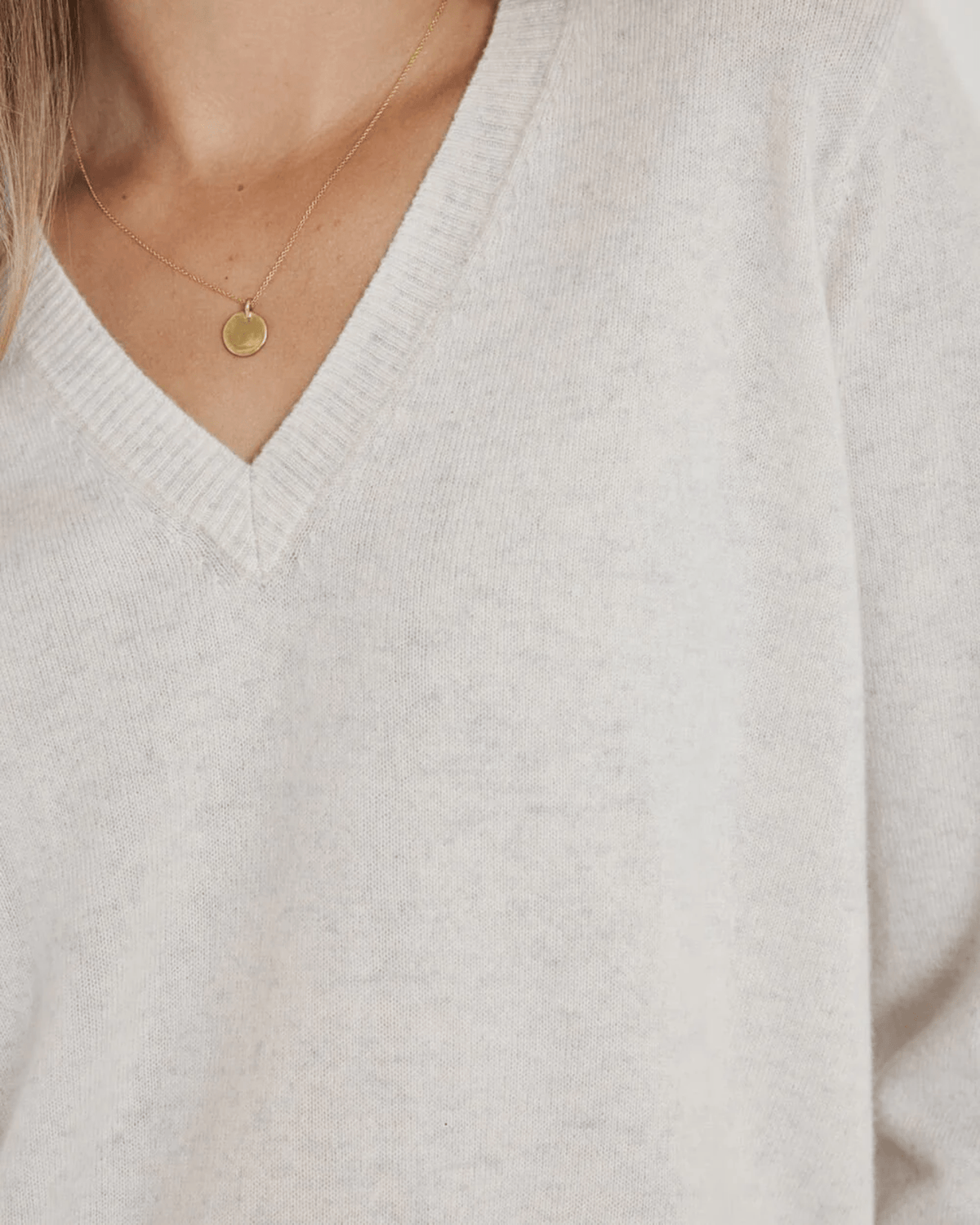 Not Monday Clothing Ava Cashmere V Neck in Light Grey
