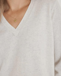 Not Monday Clothing Ava Cashmere V Neck in Light Grey