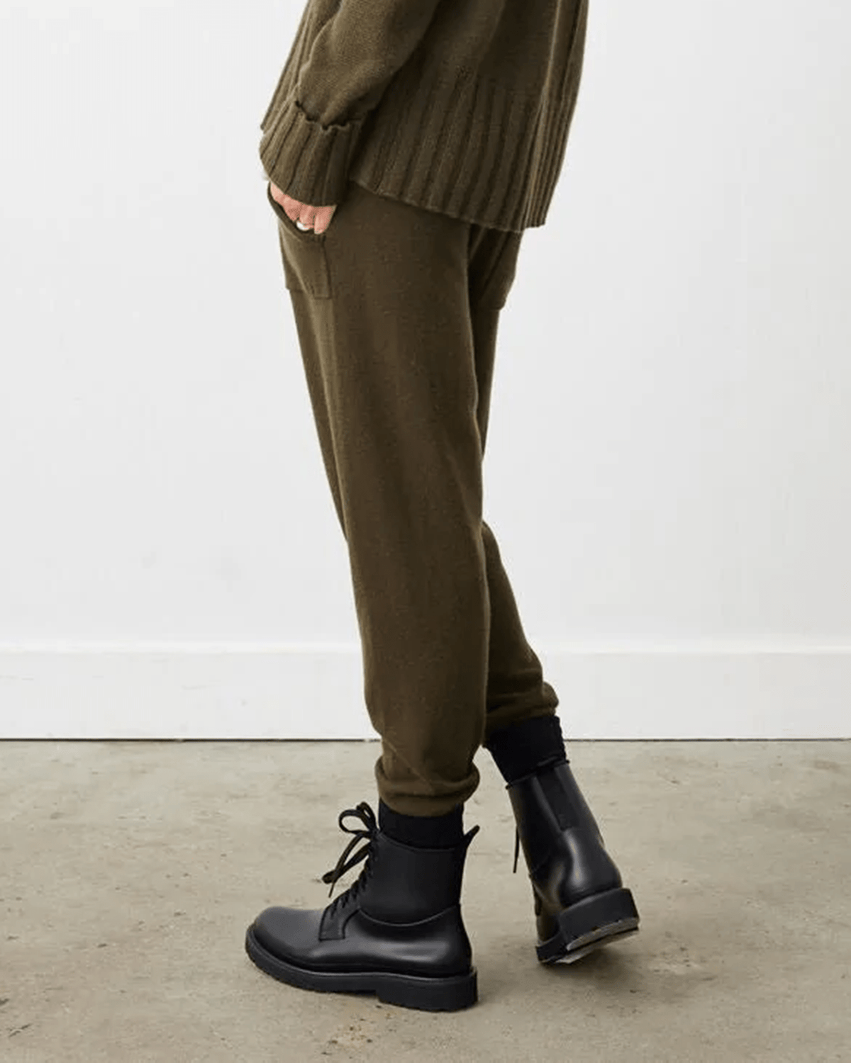 Not Monday Clothing Brooklyn Cashmere Sweatpants in Army