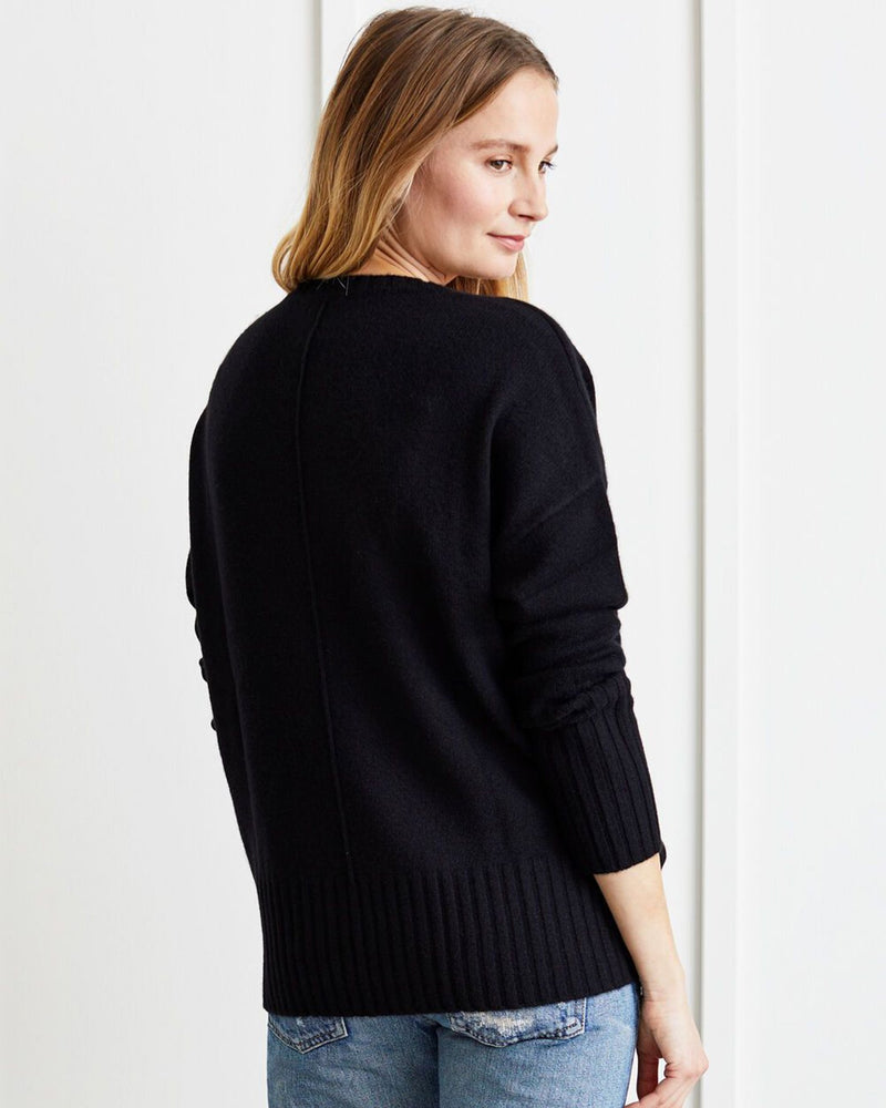 Not Monday Clothing Ella V Neck Sweater in Black